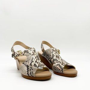 COLE HAAN Philomina Wedge Sandal Embossed Leather